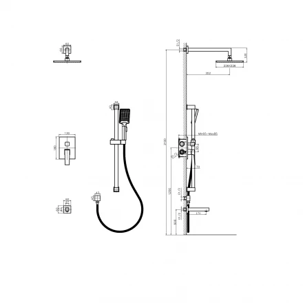 RUSH Thira TR3635-60Black Душевая встроенная система