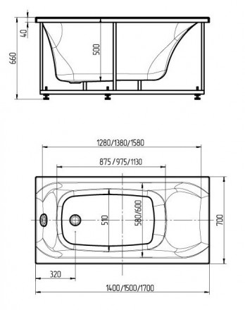 Aquatek Альфа 150x70 Акриловая ванна без гидромассажа