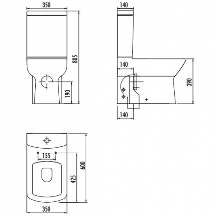 Creavit Lara LR360-34CB00E-0001 унитаз напольный с биде и краном (чаша)