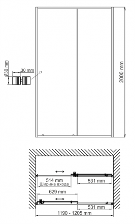WasserKRAFT Dill 61S05 Душевая дверь 1200