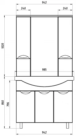 ASB-Mebel Мессина 100/3 Тумба под раковину