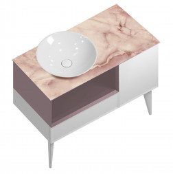 Kerama Marazzi Cono 97 тумба подвесная с открытой полкой и ящиками, белая матовая-мальва