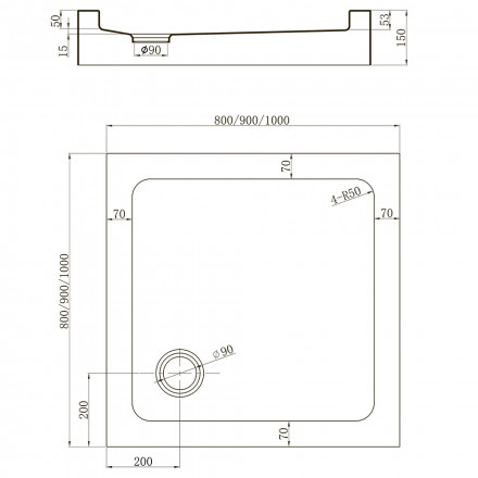 Veconi Tezeo acrylic TZ52B-90-C5 душевой поддон