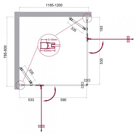 BelBagno KRAFT-AH-22-120/80-C-Cr-L душевой уголок