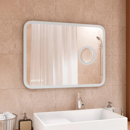 Континент Bliss Led 800х600 зеркало с увеличительным зеркалом, часами
