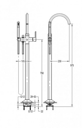 CEZARES ECO-VDP-BORO Смеситель для ванны напольный