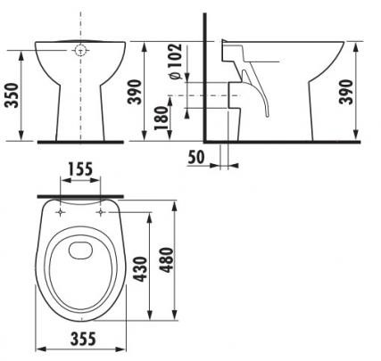 Jika Zeta 2239.6 Унитаз напольный приставной (чаша)