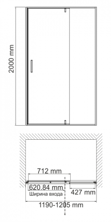 WasserKRAFT Elbe 74P05 Душевая дверь 120