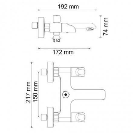 Wasserkraft Lossa 1201 Смеситель для ванны с коротким изливом