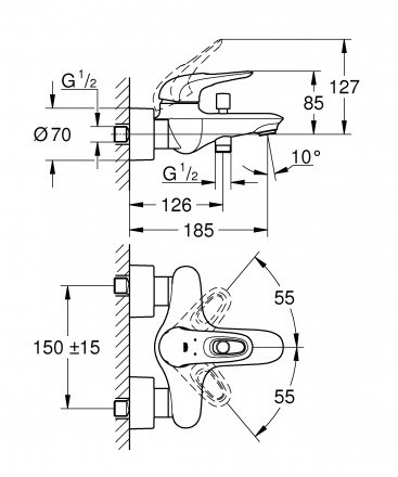 Grohe Eurostyle New 124416 комплект 3 в 1