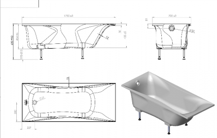 Ванна Astra-Form Вега 170x70 Solid Surface