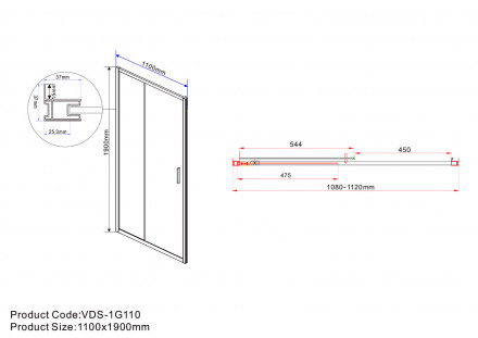 Vincea Garda VDS-1G110CH душевая дверь