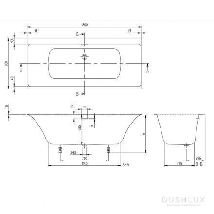 Villeroy Boch Subway 3.0 UBQ180SBW2DV-01 Ванна 180x80