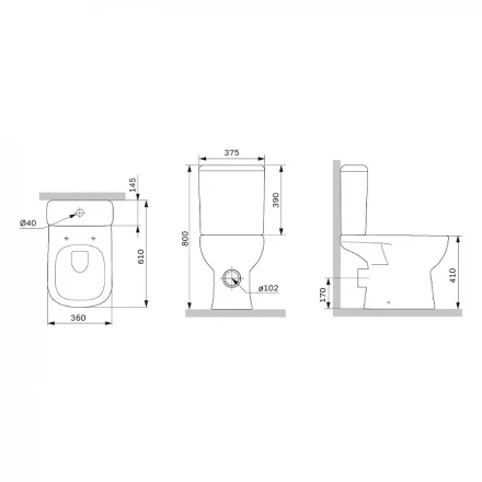 Am.pm Sunny C85C8601SC Унитаз-компакт Aquaspin с сиденьем микролифт
