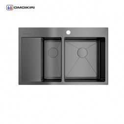 Omoikiri Akisame 78-2-GM-R мойка 780x510 вороненая сталь