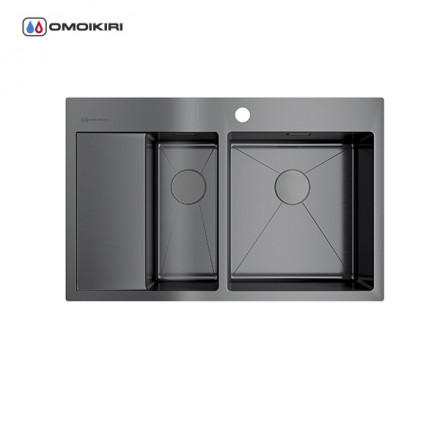 Omoikiri Akisame 78-2-GM-R мойка 780x510 вороненая сталь