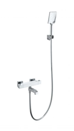 Wonzon &amp; Woghand Stay WW-B2026-A1-CR Смеситель для ванны с душем и термостатом черный матовый