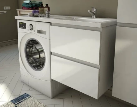 Эстет Dallas Luxe 150 R Тумба с раковиной подвесная 2 ящика белая