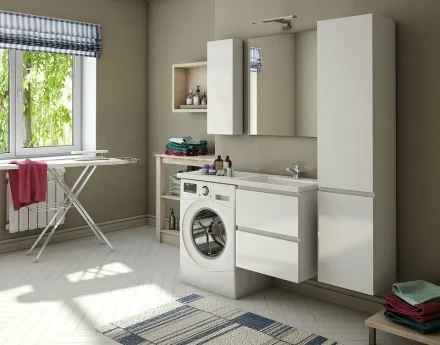 Эстет Dallas Luxe 150 R Тумба с раковиной подвесная 2 ящика белая