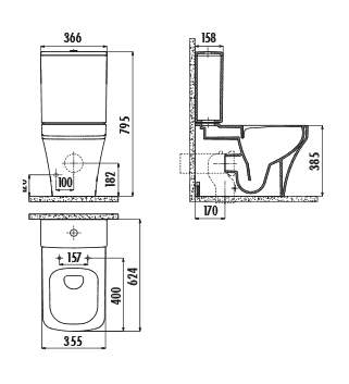 Creavit Solo SO361-11CB00E-0000 унитаз напольный (чаша)