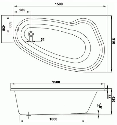 Vagnerplast Avona 150x90 R акриловая ванна