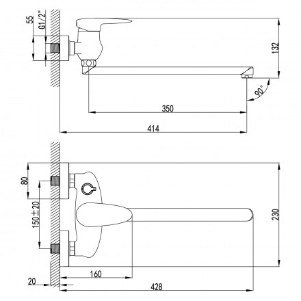 Lemark Status LM4417C смеситель для ванны и душа