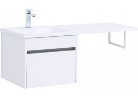 Aquanet Токио 110 L белый тумба с раковиной (подвесная, 1 ящик)