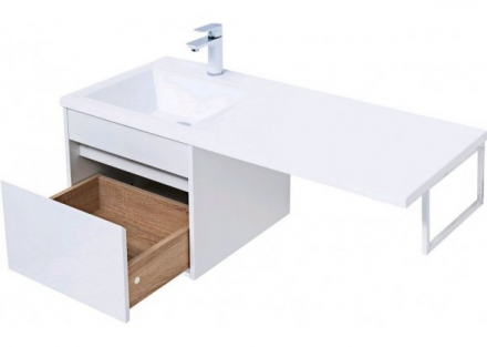 Aquanet Токио 110 L белый тумба с раковиной (подвесная, 1 ящик)