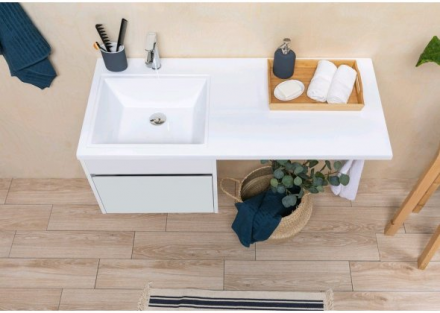 Aquanet Токио 110 L белый тумба с раковиной (подвесная, 1 ящик)