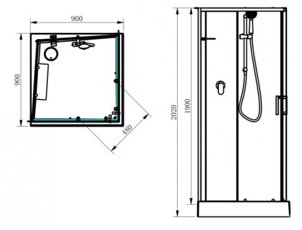 Aquanet Passion EVO S Black 90x90 Душевая кабина