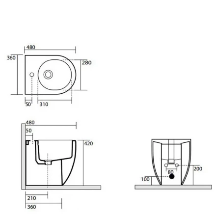 KERASAN Flo А0002321362 биде приставное белый