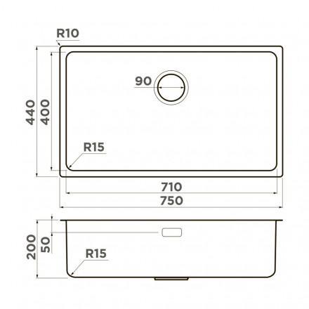 Omoikiri Tadzava 75-U/I Ultra 15 IN-R 75x44 нержавеющая сталь