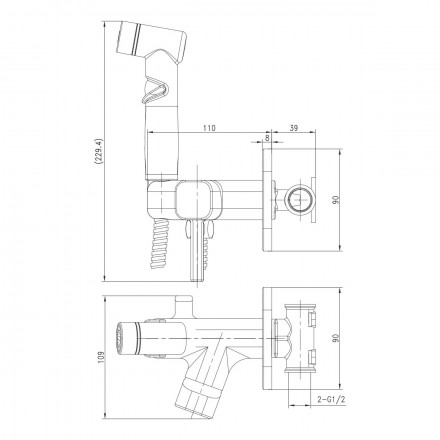 Lemark Solo LM7165GM смеситель с гигиеническим душем, встраиваемый