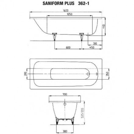 KALDEWEI SANIFORM PLUS 362-1 Anti-slip Easy-clean Стальная ванна 160х70