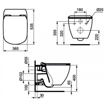 Ideal Standard Tesi T007901 подвесной унитаз (чаша)