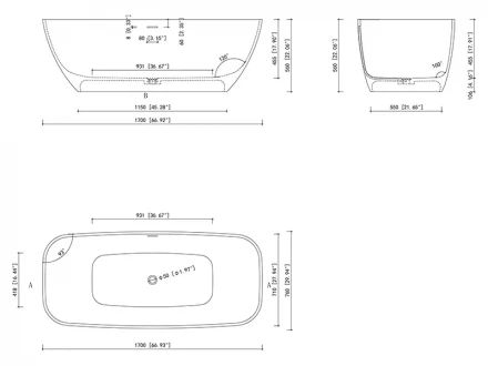 UNI-FLOW CONO FS306-1700 Matt White Ванна отдельностоящая