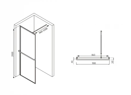 ABBER Immer Offen AG60090B душевая перегородка