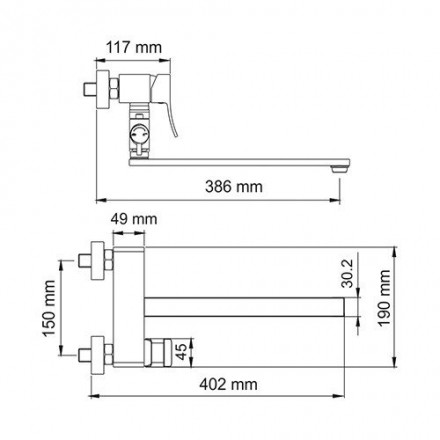 Wasserkraft Aller 1062L Смеситель для ванны с длинным изливом