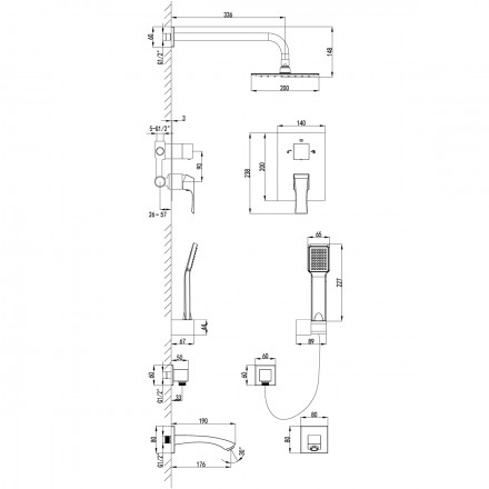 Lemark Unit LM4522C смеситель для ванны и душа, встраиваемый