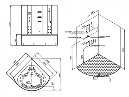 EAGO DA324HF8 Душевая кабина с ванной 150x150