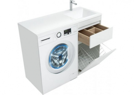 Aquanet Токио 110 R белый тумба с раковиной (напольная, 1 ящик)