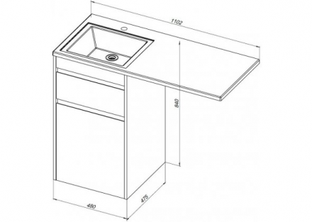 Aquanet Токио 110 R белый тумба с раковиной (напольная, 1 ящик)