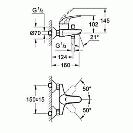 Grohe Euroeco 124428 комплект 3 в 1