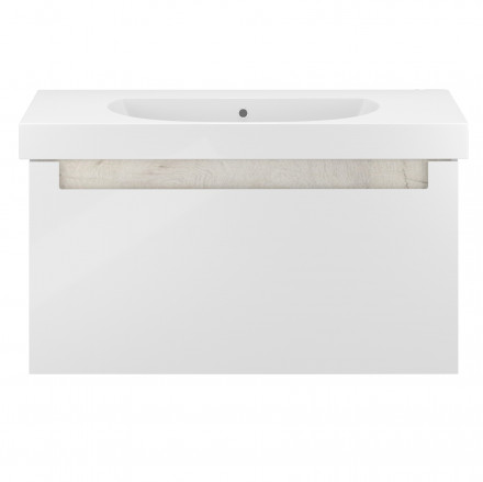 Kerama Marazzi Buongiorno Plus 100 тумба подвесная с ящиками, белая глянцевая-дуб Кантри