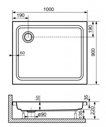 RGW STYLE 16180290-11 Душевой поддон прямоугольный 90x100