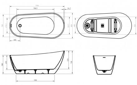 BelBagno BB704-1700-800-K акриловая ванна