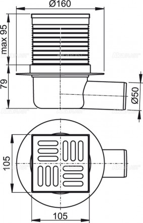 AlcaPlast APV1 Трап для душа с боковым отводом