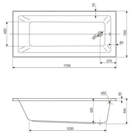 Cezares Plane Mini 170x70 Акриловая ванна