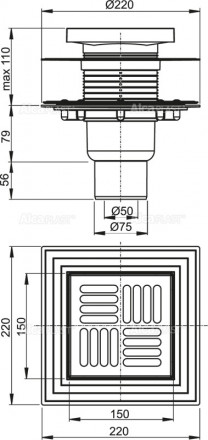AlcaPlast APV4444 Трап для душа с вертикальным отводом