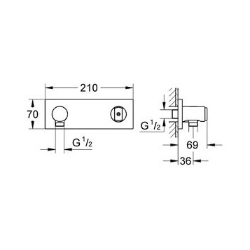 Grohe Grohtherm F 27621000 шланговое подсоединение с держателем